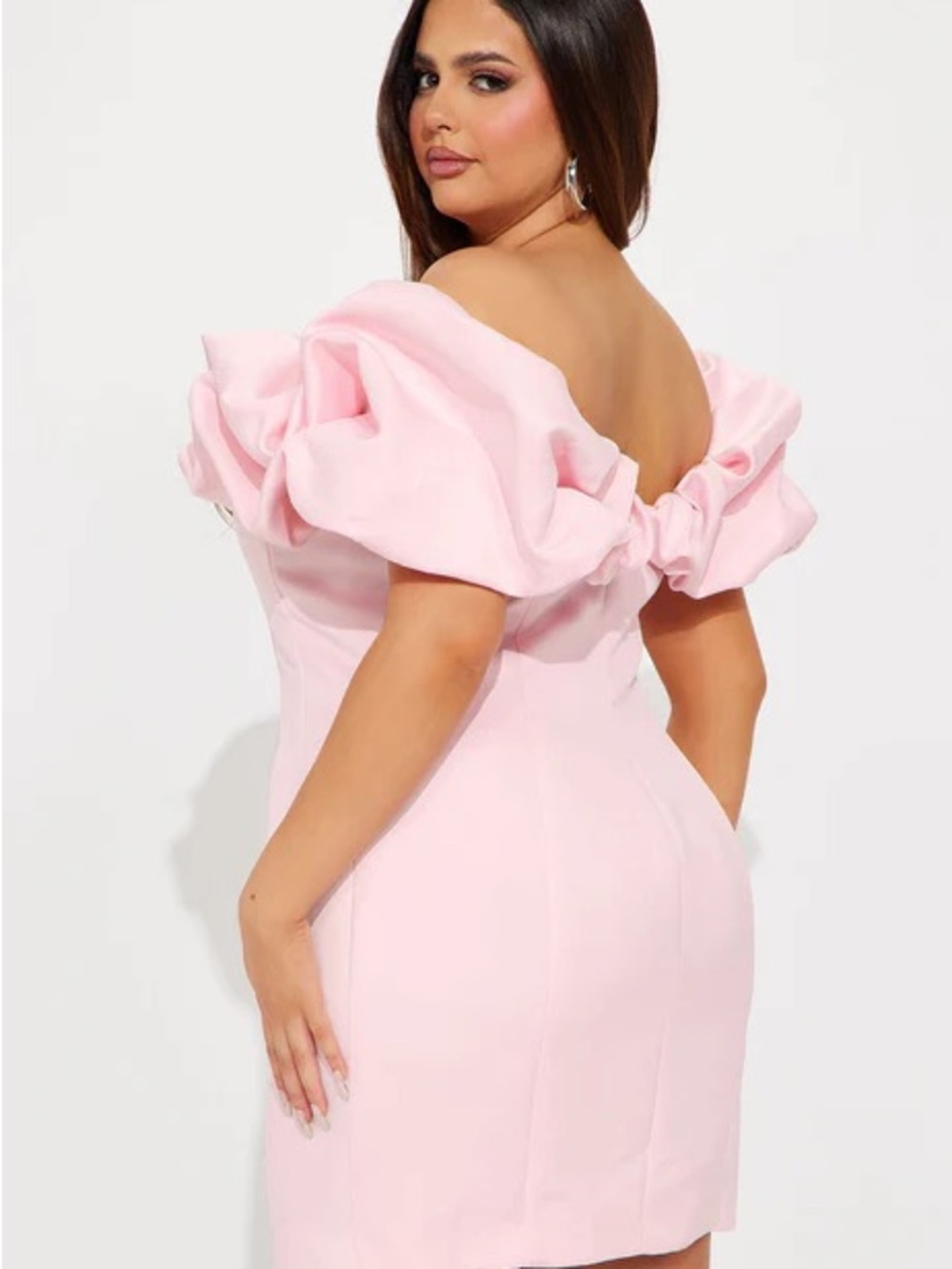 Fashion Nova Light Pink Off-Shoulder Ruffle Bodycon Mini Dress - Picture 5 of 5